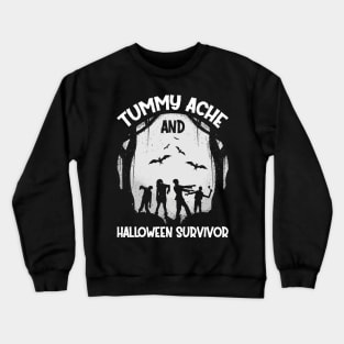 Halloween Zombie Moon Bats Horror Scary Vintage Tummy Ache Survivor Crewneck Sweatshirt